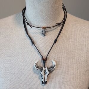 Steer Skull, Leaf Chokers Plus Skull Bracelet All 3